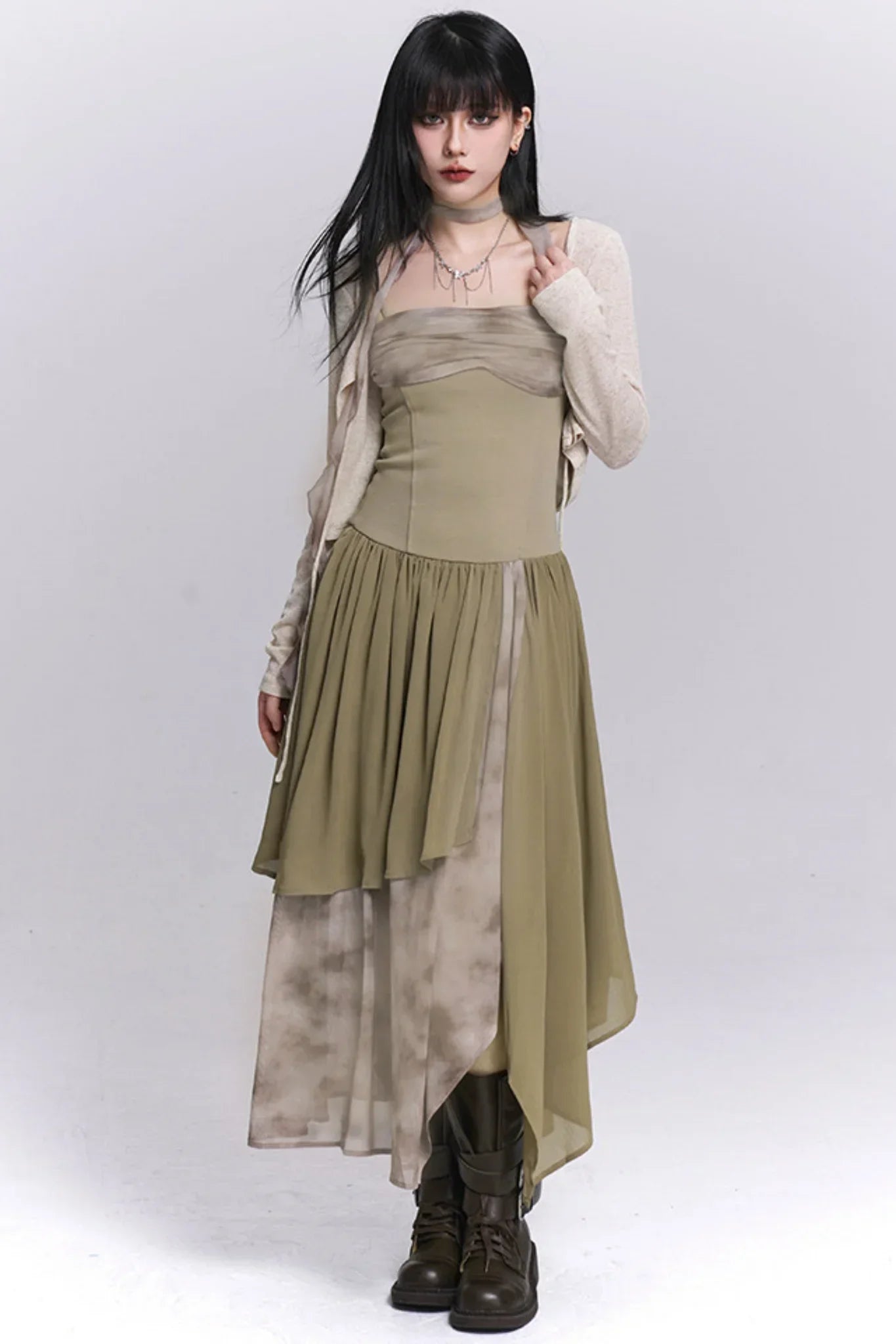 Ghostly Gray Irregular Dress