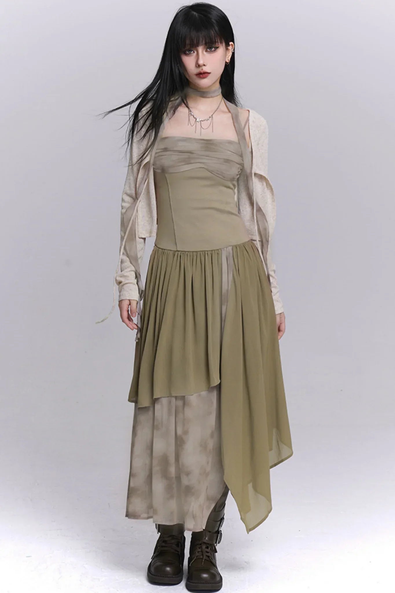 Ghostly Gray Irregular Dress
