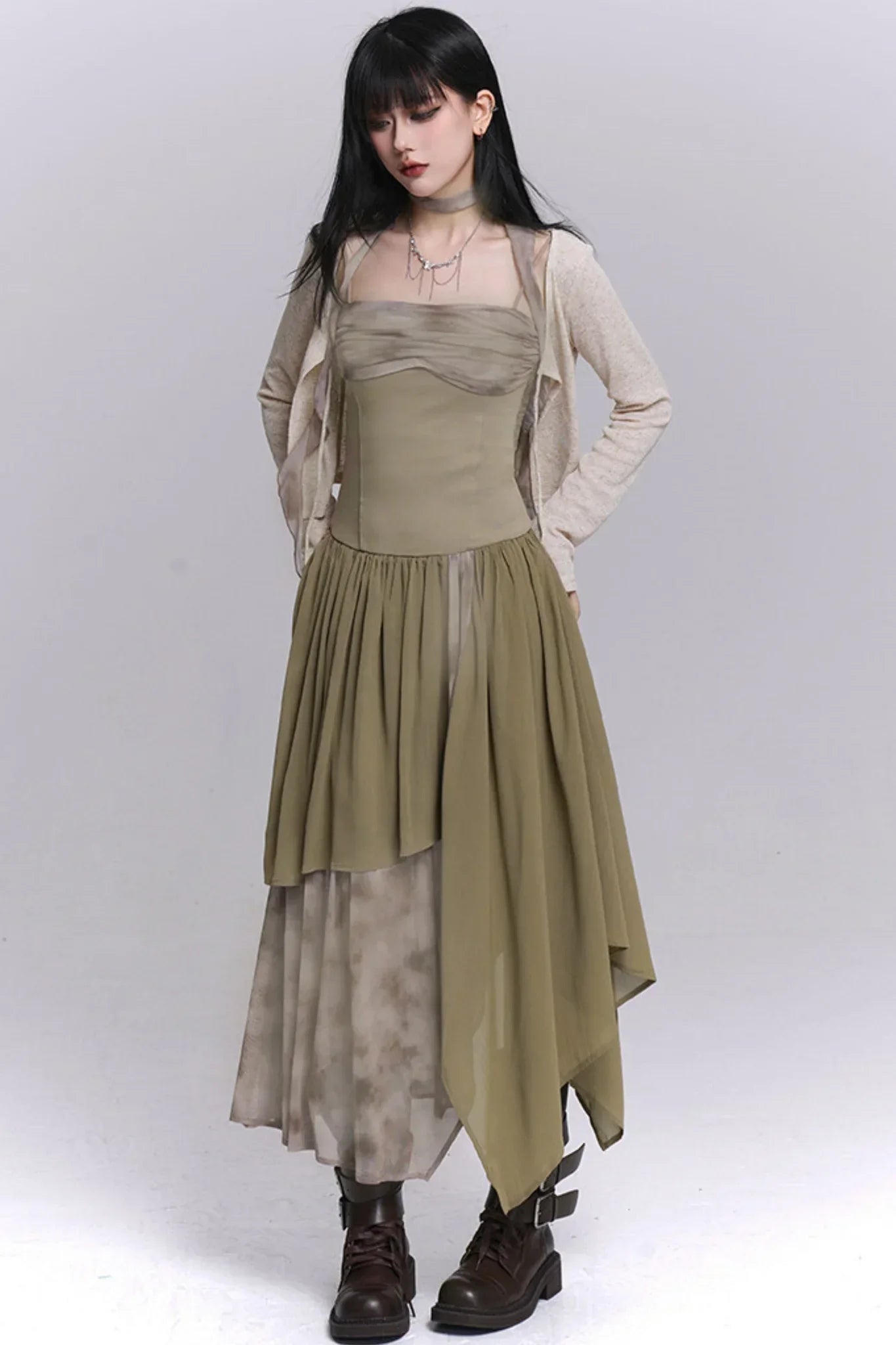 Ghostly Gray Irregular Dress