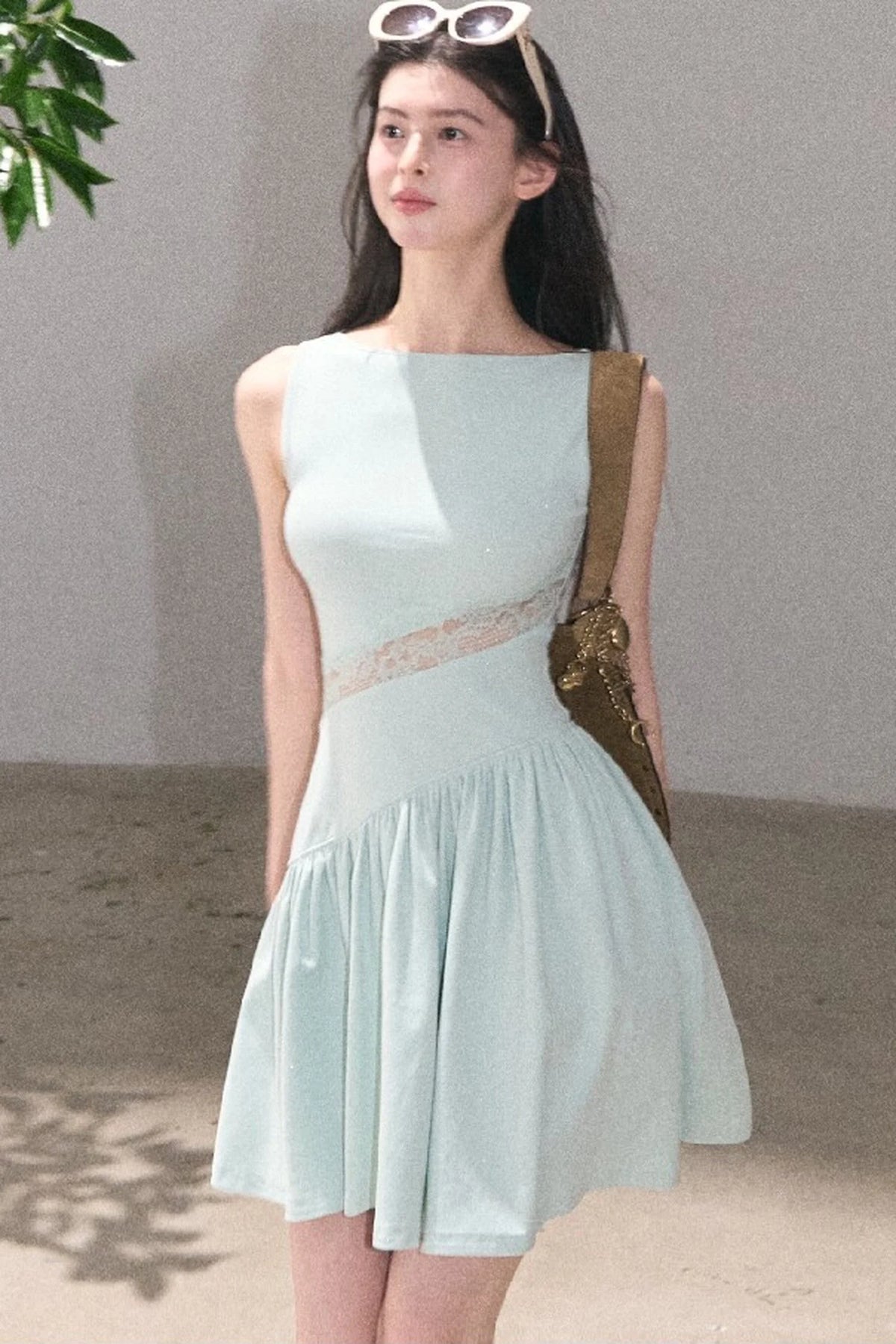 Gilded Lace Waist-Cinching Dress