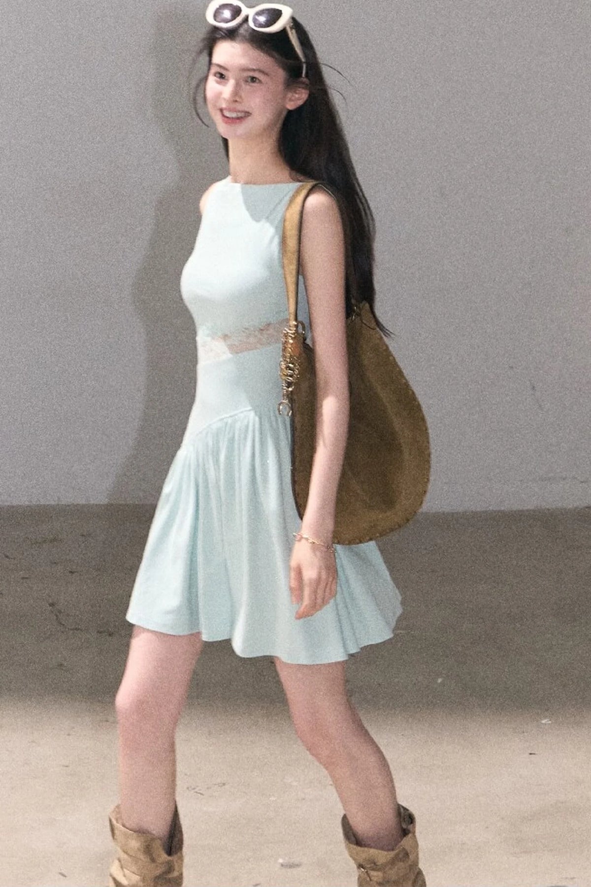 Gilded Lace Waist-Cinching Dress
