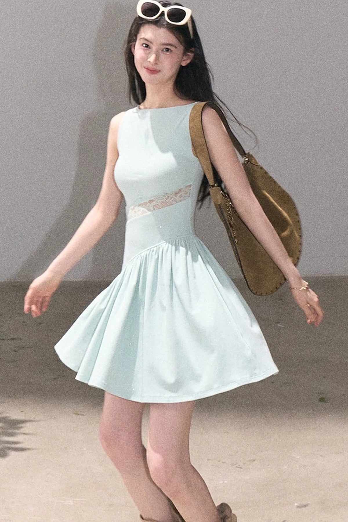 Gilded Lace Waist-Cinching Dress