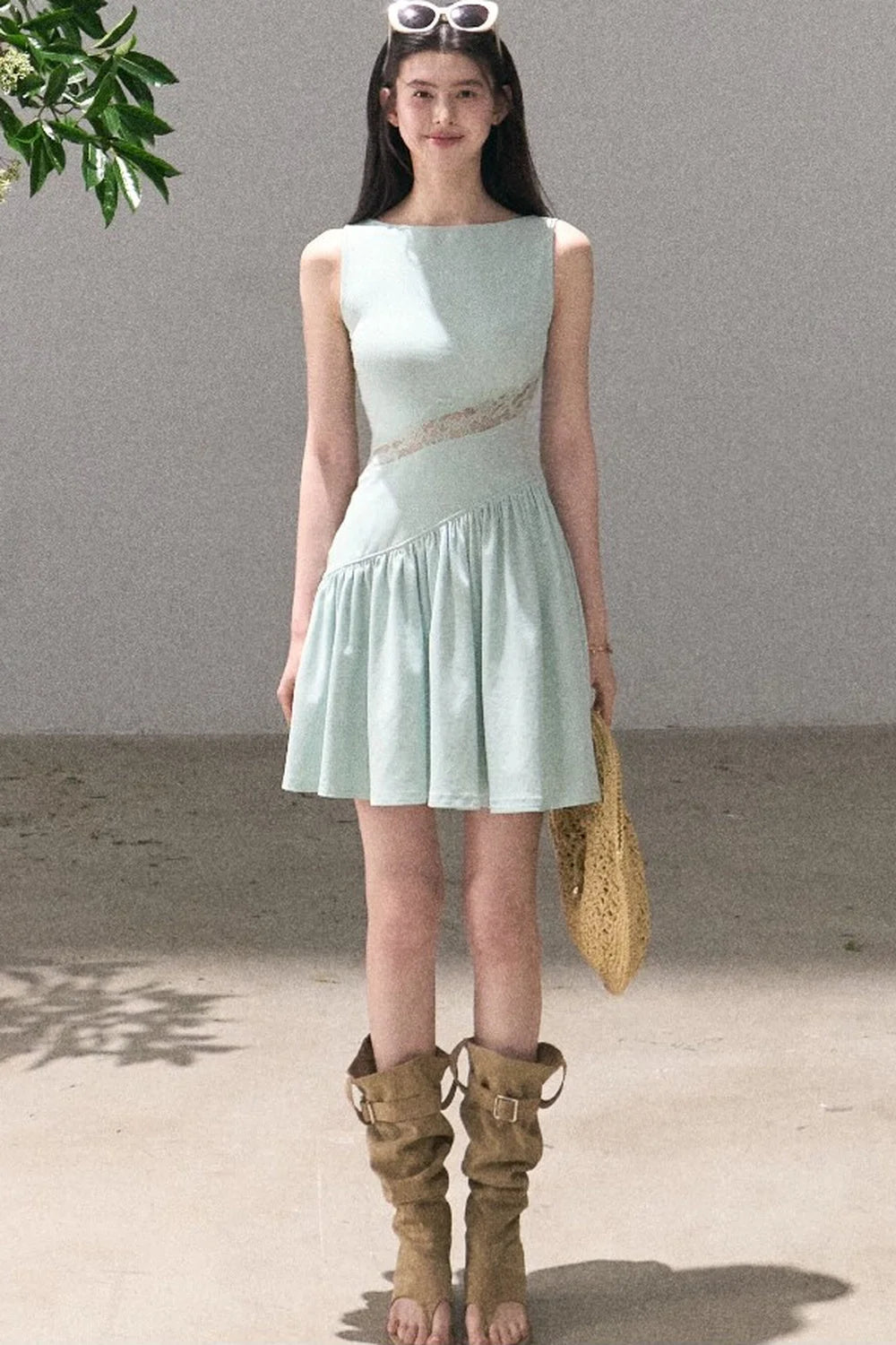 Gilded Lace Waist-Cinching Dress