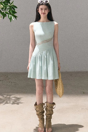Gilded Lace Waist-Cinching Dress