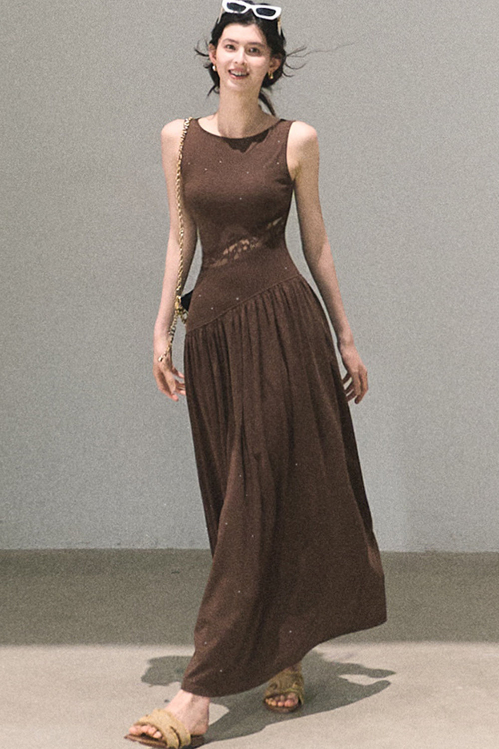 Gilded Lace Waist-Cinching Dress