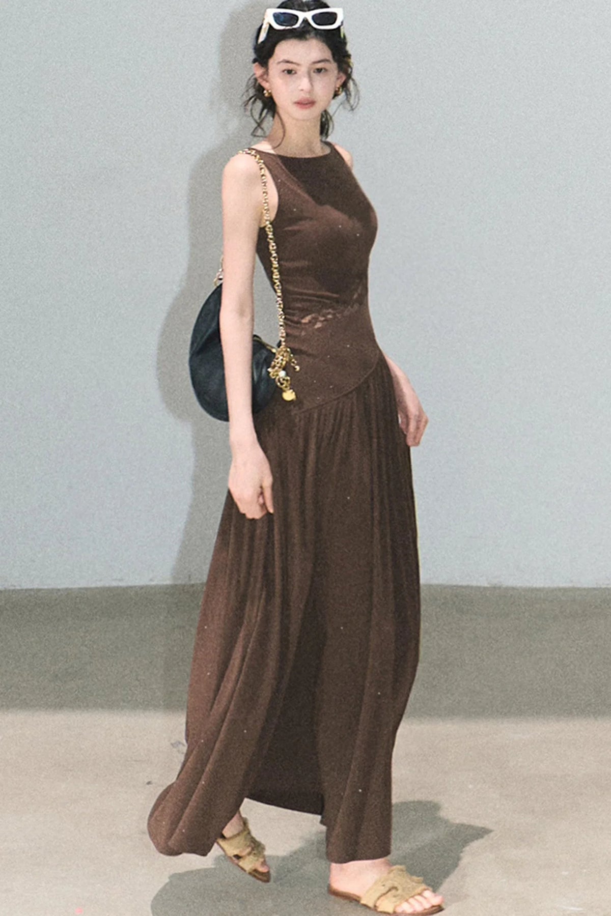 Gilded Lace Waist-Cinching Dress
