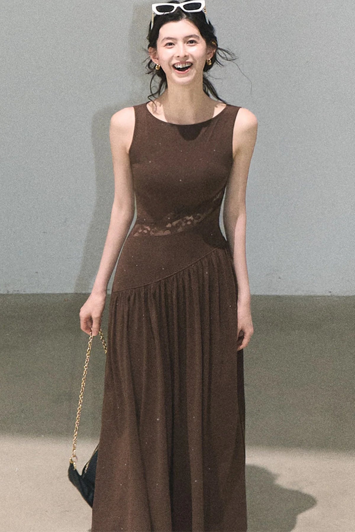 Gilded Lace Waist-Cinching Dress