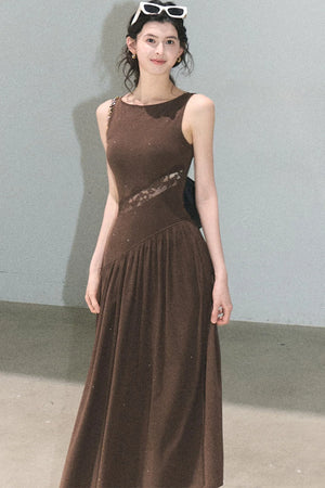 Gilded Lace Waist-Cinching Dress