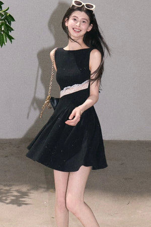 Gilded Lace Waist-Cinching Dress