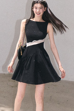 Gilded Lace Waist-Cinching Dress