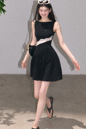 Gilded Lace Waist-Cinching Dress