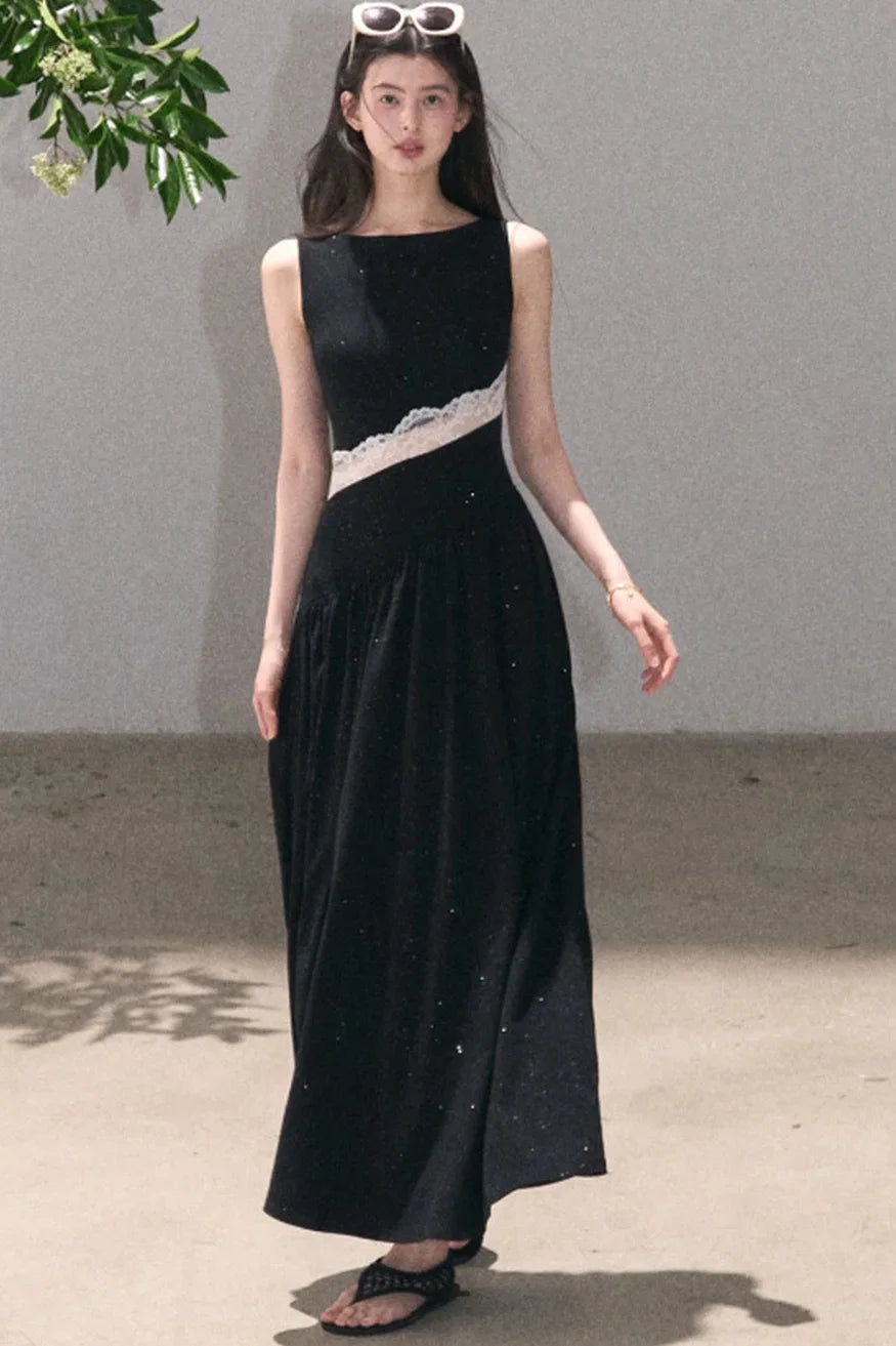 Gilded Lace Waist-Cinching Dress