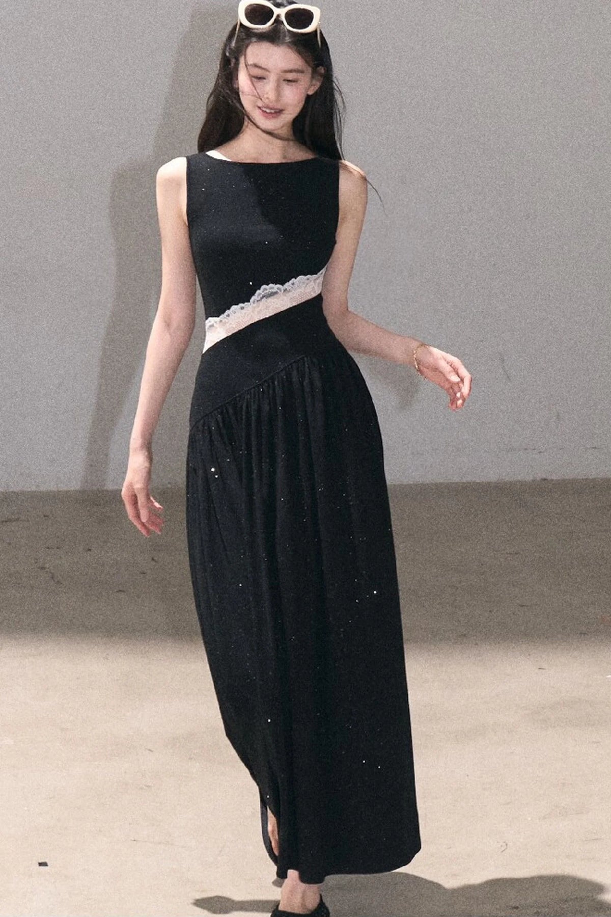 Gilded Lace Waist-Cinching Dress
