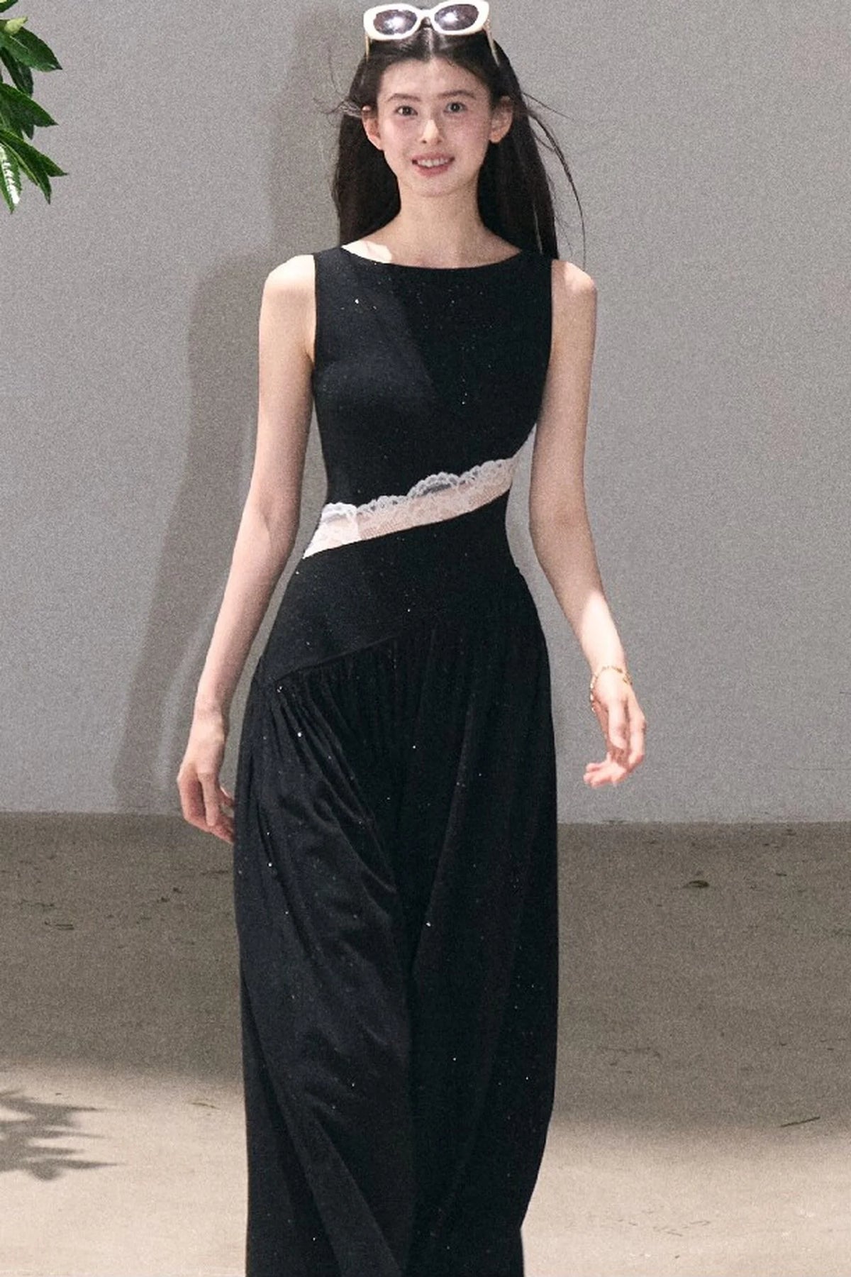 Gilded Lace Waist-Cinching Dress