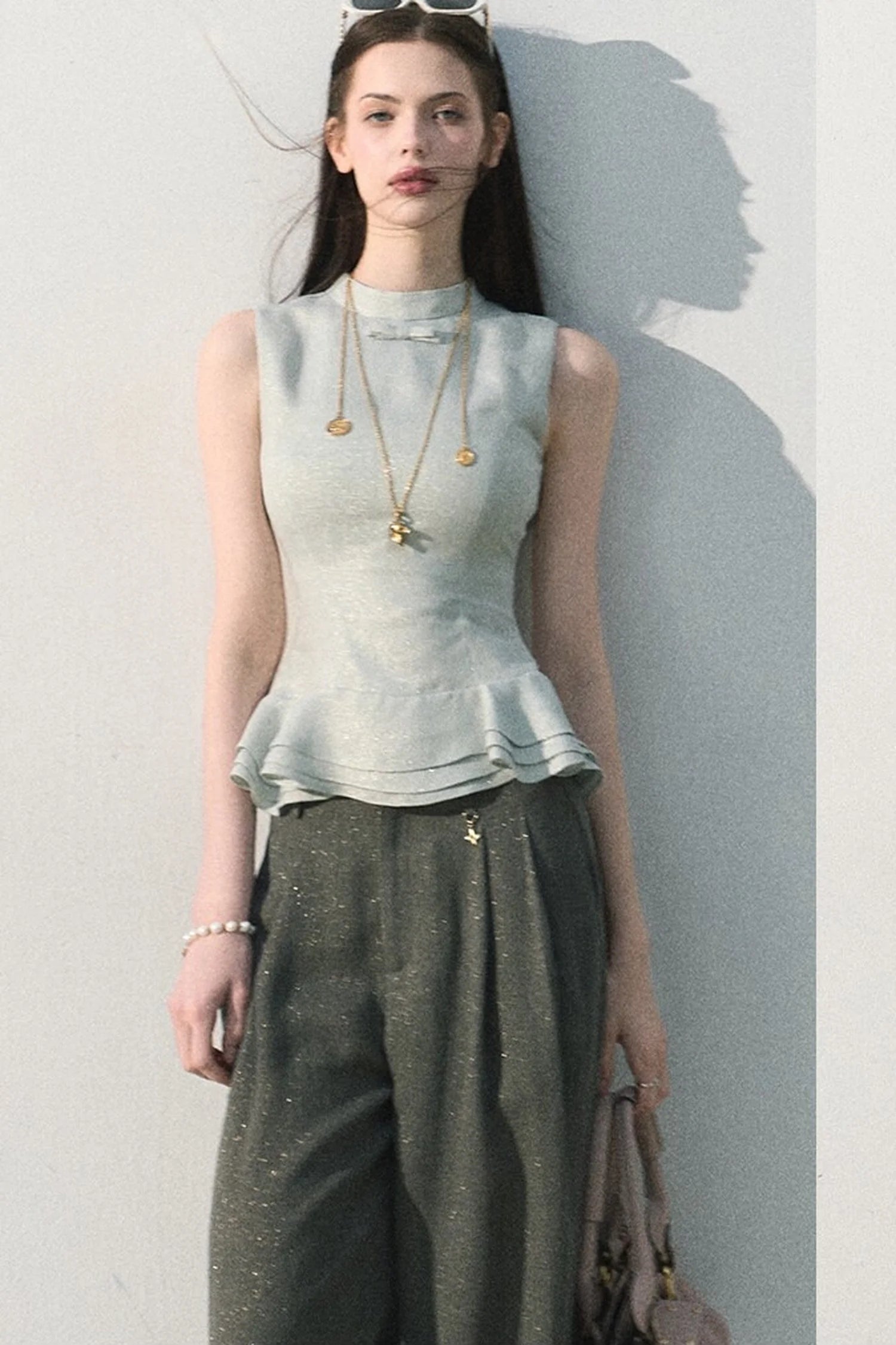 Gilded Linen Draped Pants