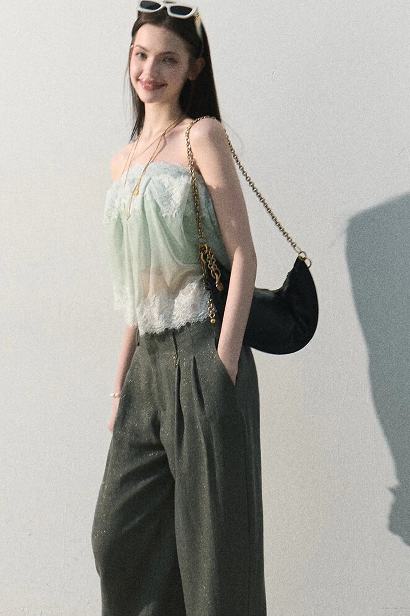 Gilded Linen Draped Pants
