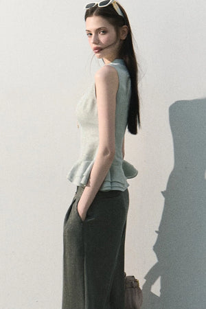 Gilded Linen Draped Pants