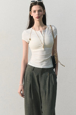 Gilded Linen Draped Pants