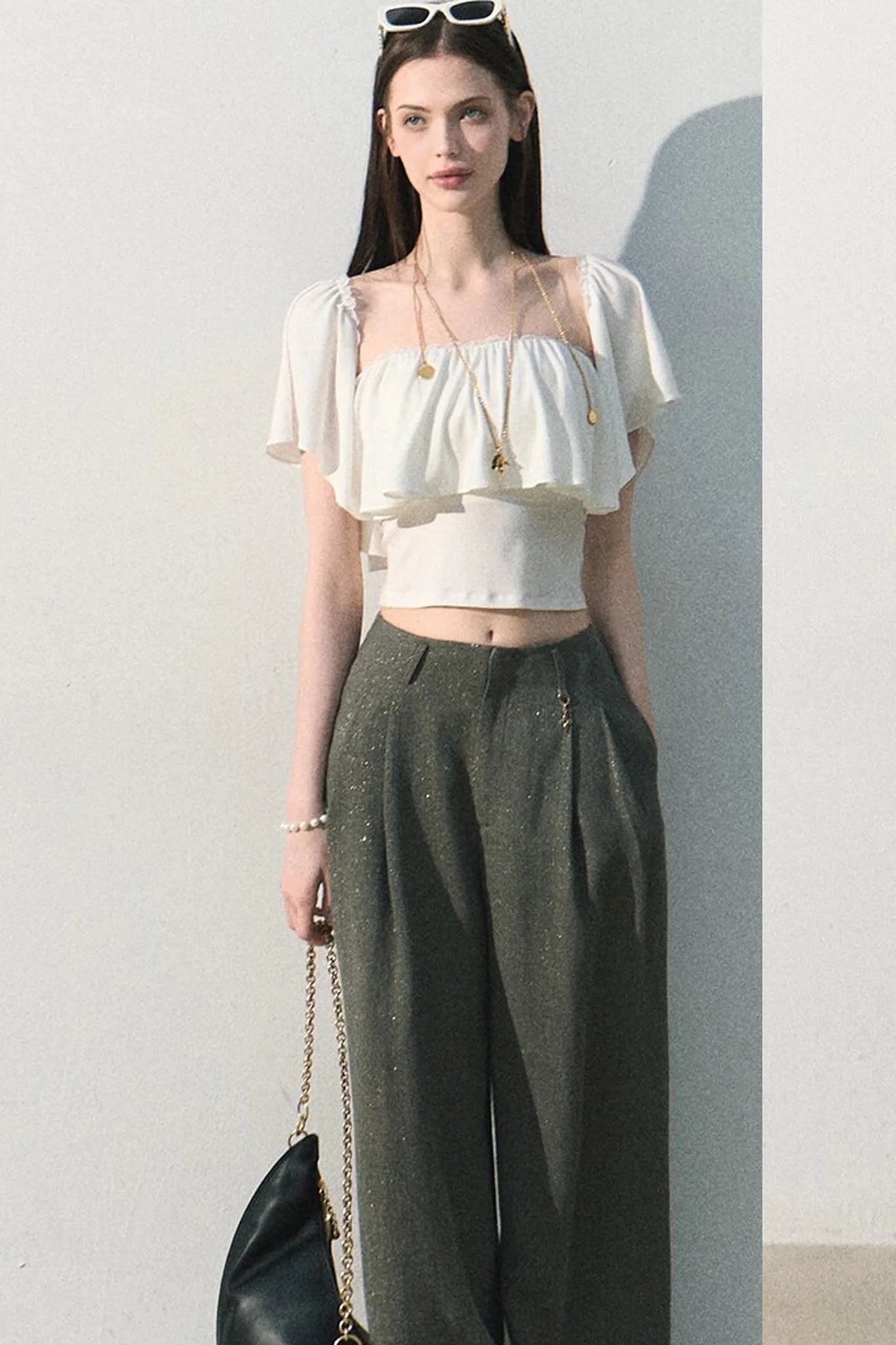 Gilded Linen Draped Pants
