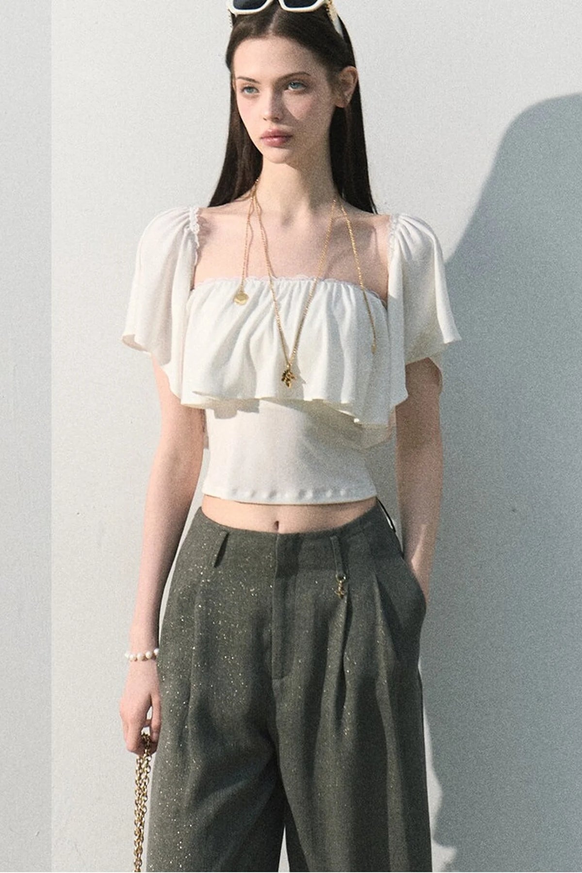 Gilded Linen Draped Pants