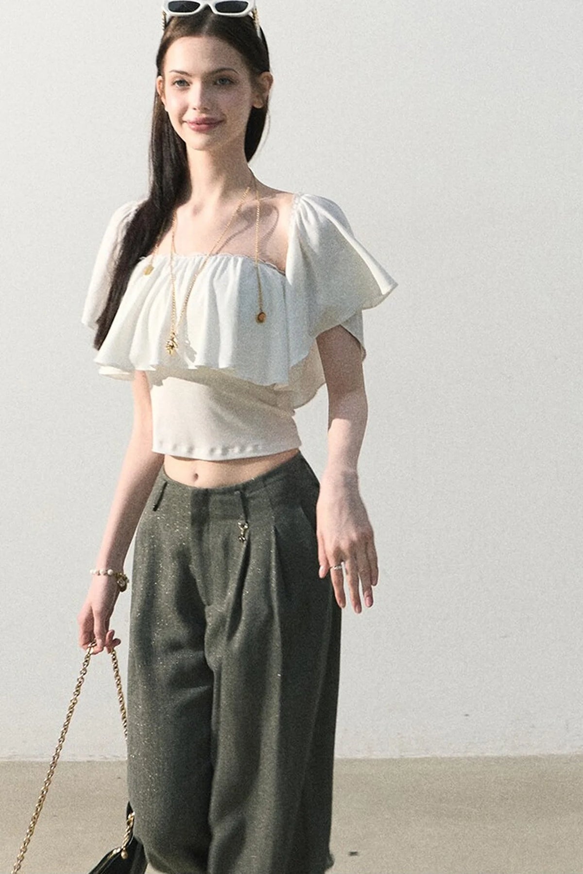 Gilded Linen Draped Pants