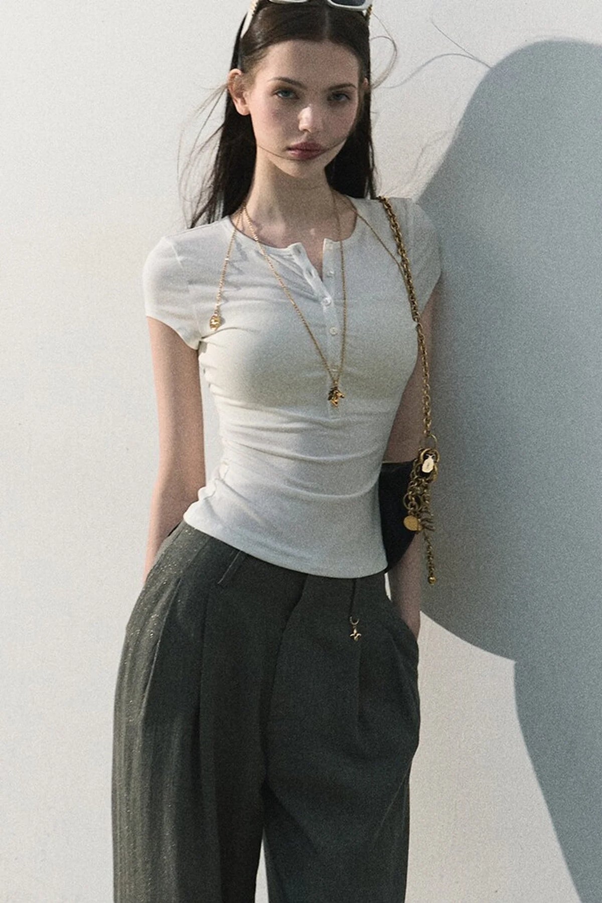 Gilded Linen Draped Pants