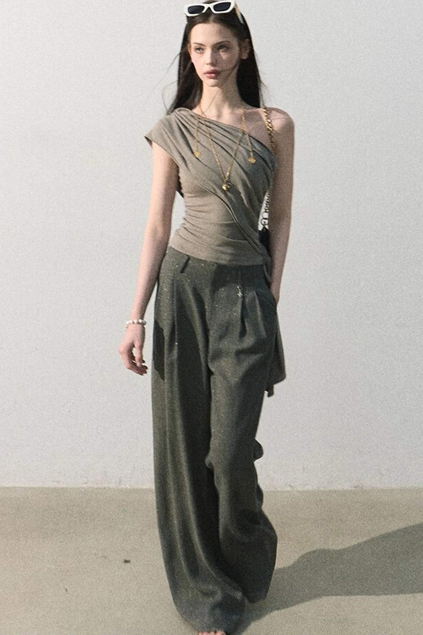 Gilded Linen Draped Pants