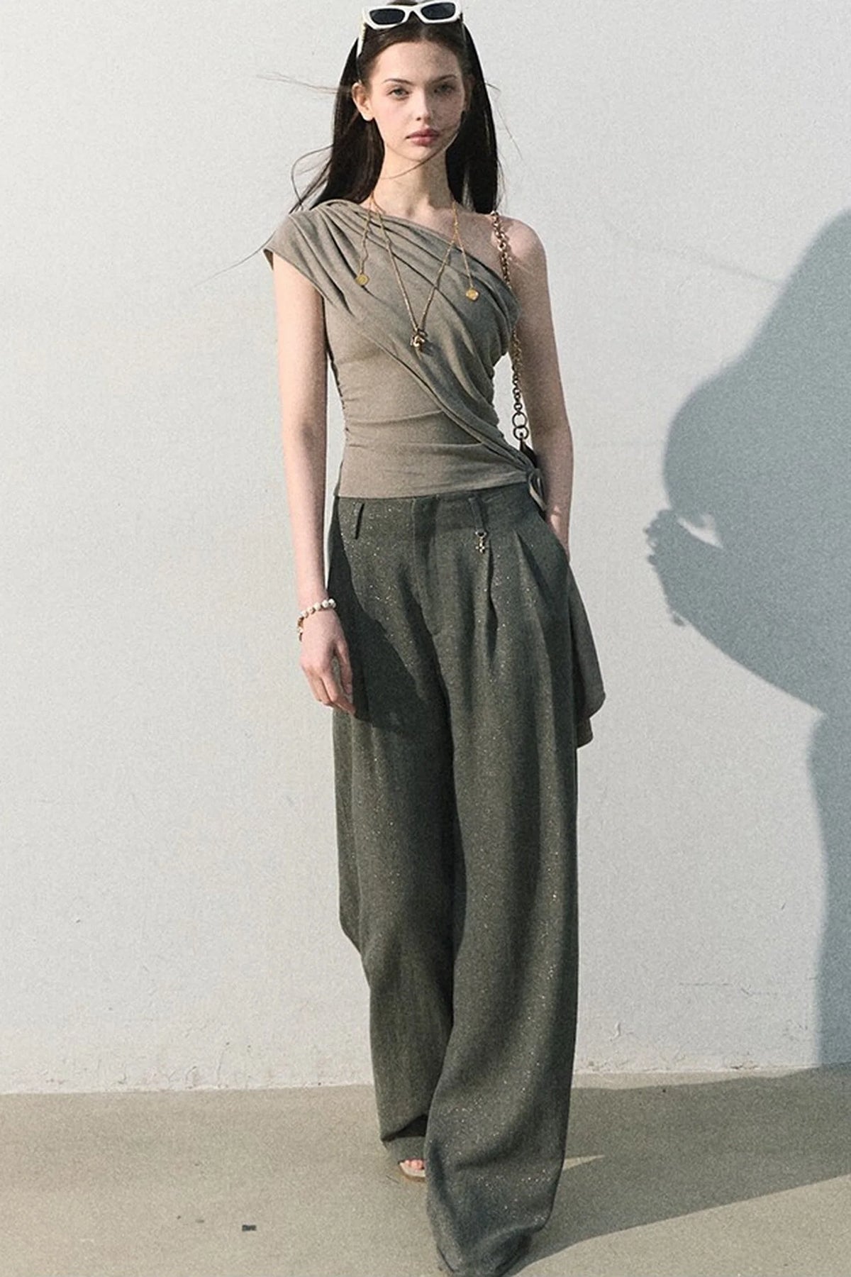 Gilded Linen Draped Pants