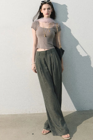 Gilded Linen Draped Pants