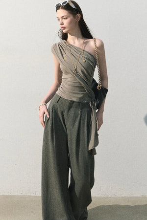 Gilded Linen Draped Pants