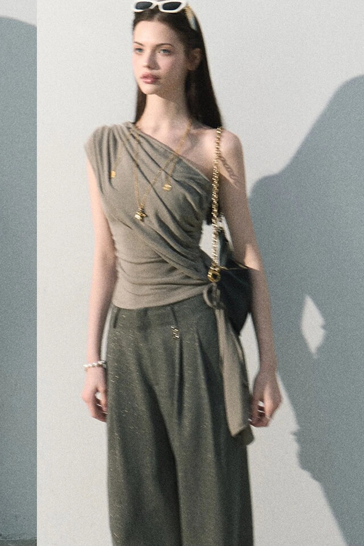 Gilded Linen Draped Pants