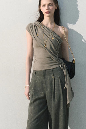 Gilded Linen Draped Pants
