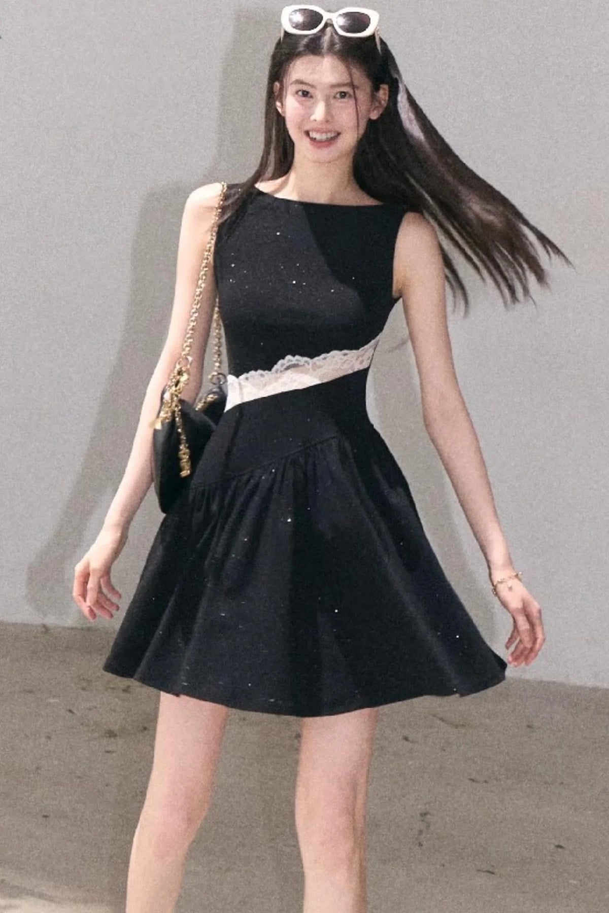 Gilded Shimmer Lace Dress
