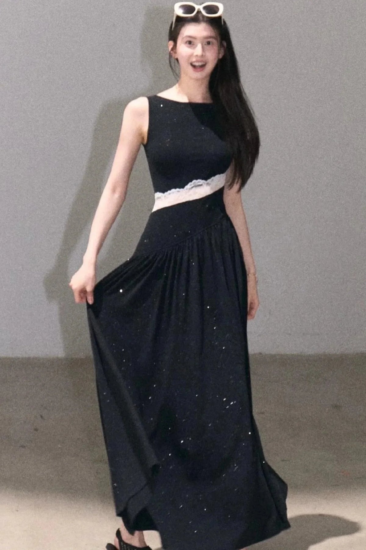Gilded Shimmer Lace Dress