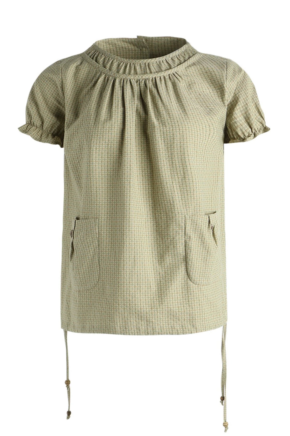 Girly Puff-Sleeved Round-Neck Shirt