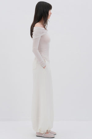 Glutinous Wool Blend One-Shoulder Top