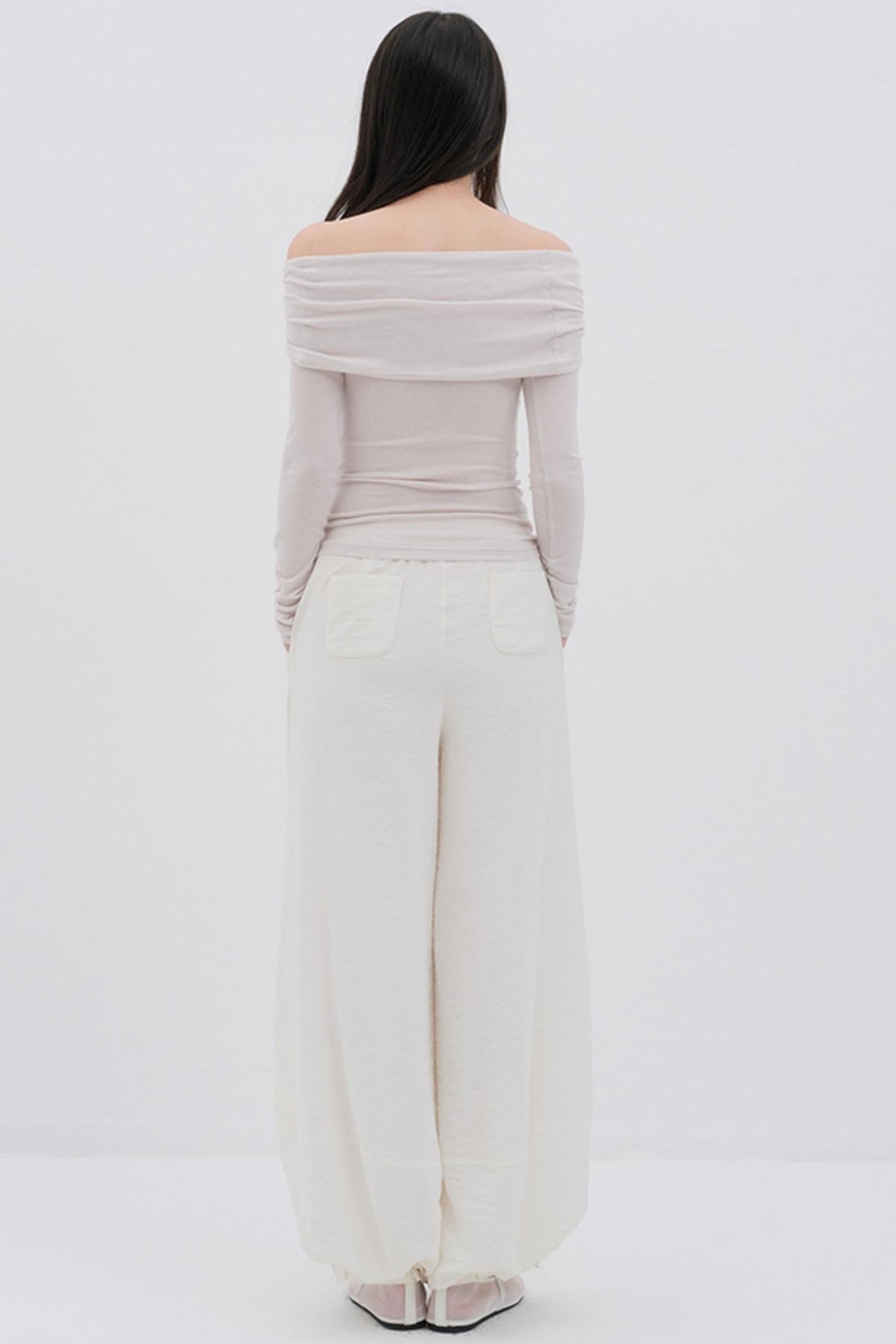 Glutinous Wool Blend One-Shoulder Top
