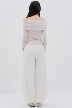 Glutinous Wool Blend One-Shoulder Top