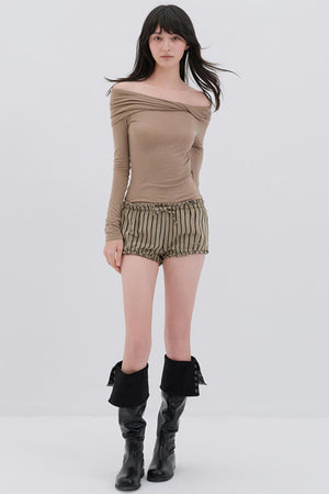 Glutinous Wool Blend One-Shoulder Top
