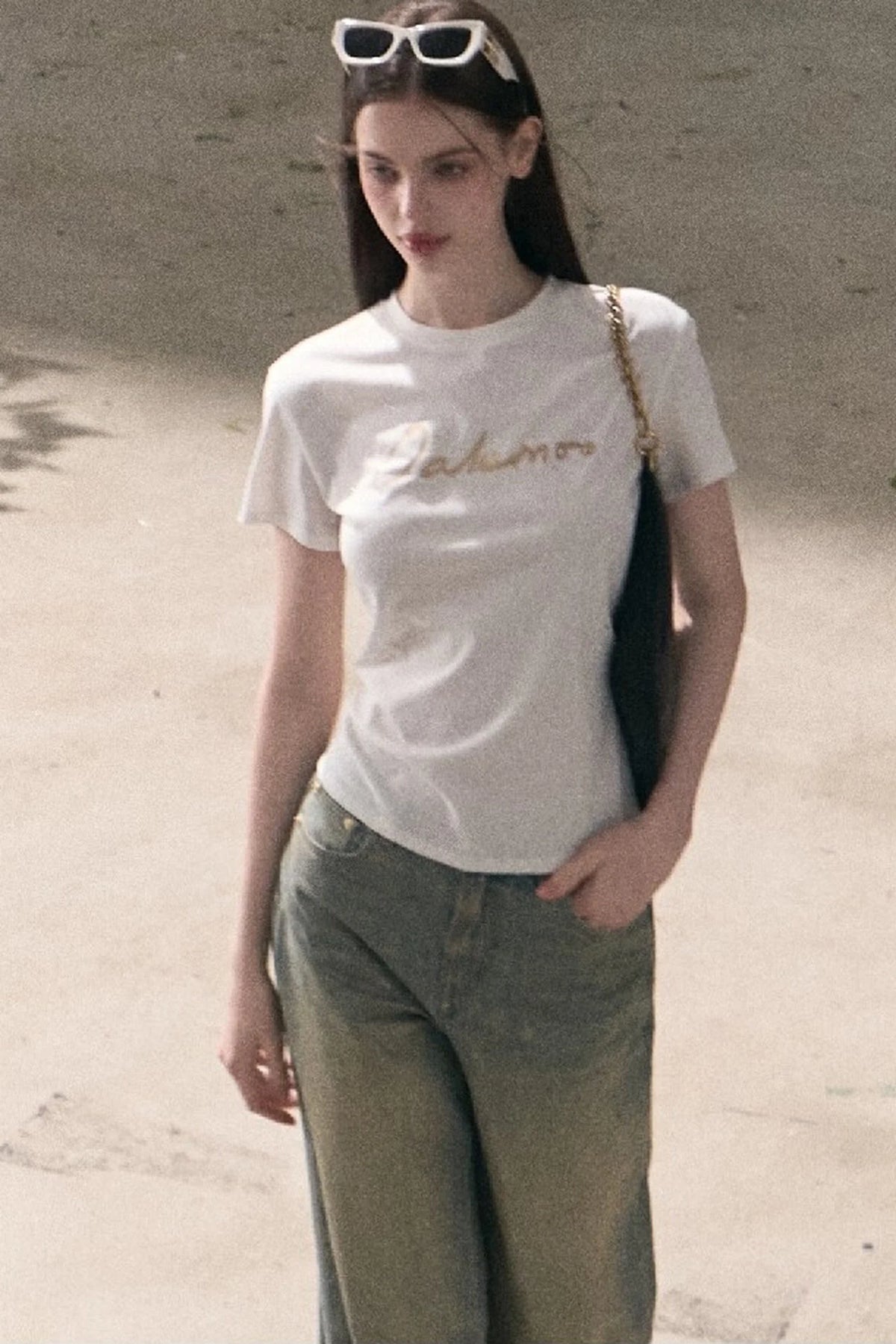 Gold Foil Print Knit T-Shirt