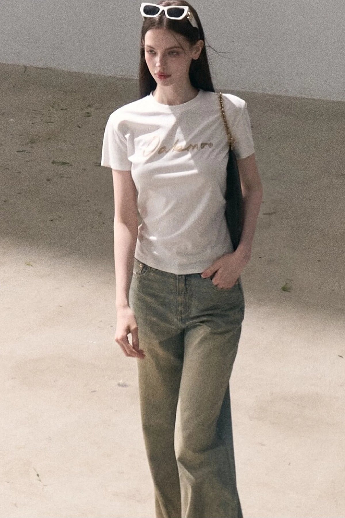 Gold Foil Print Knit T-Shirt
