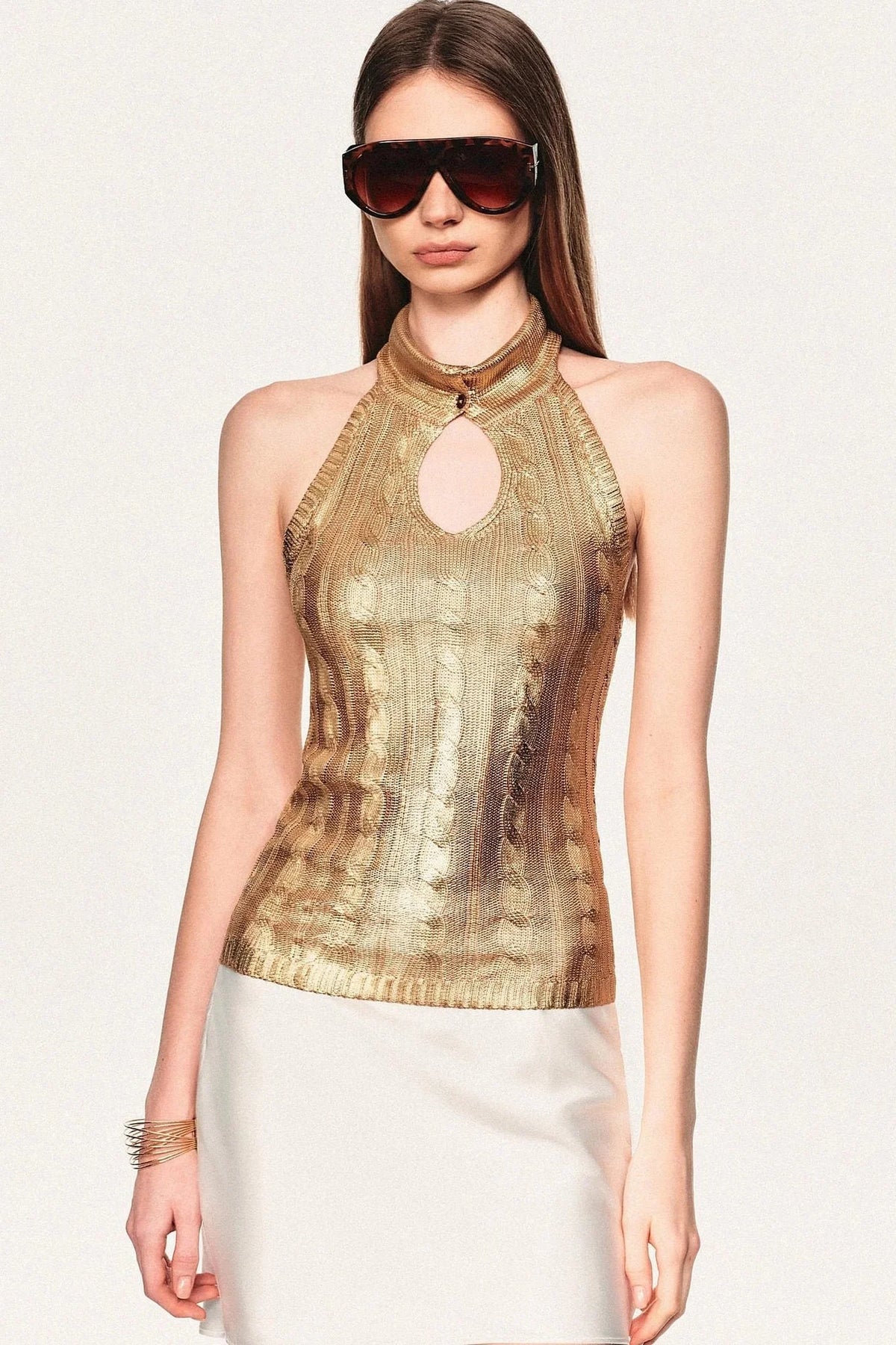 Gold Knit Halter Top
