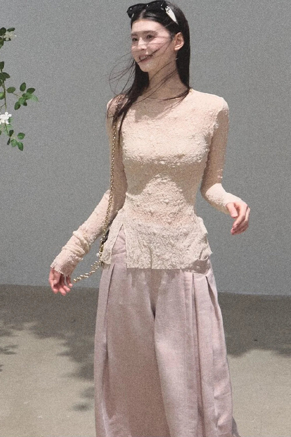 Gold Silk Linen Wide-Leg Pants