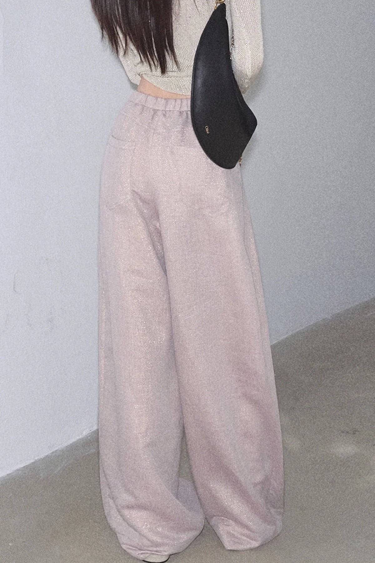 Gold Silk Linen Wide-Leg Pants