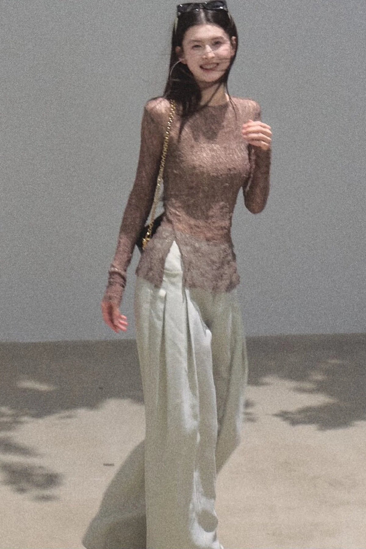 Gold Silk Linen Wide-Leg Pants
