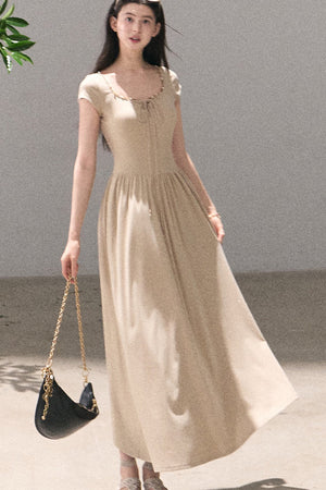 Gold-Spattered Lyocell Knit Dress