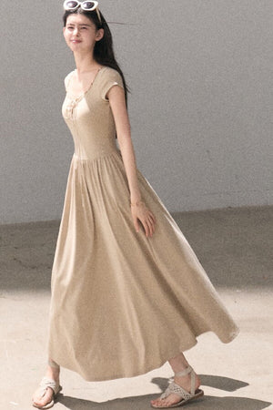 Gold-Spattered Lyocell Knit Dress