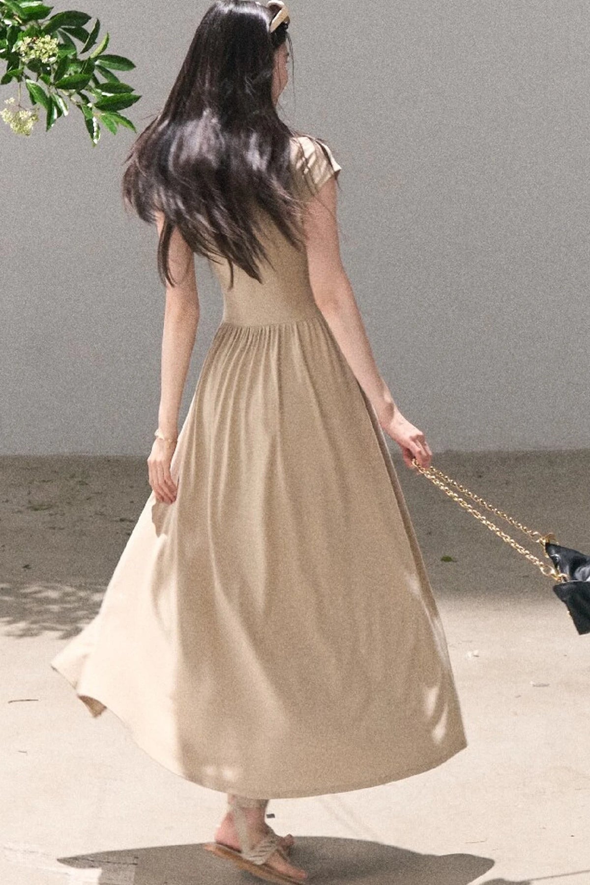Gold-Spattered Lyocell Knit Dress