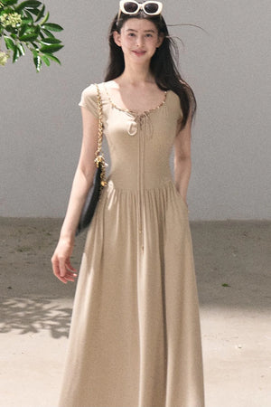 Gold-Spattered Lyocell Knit Dress