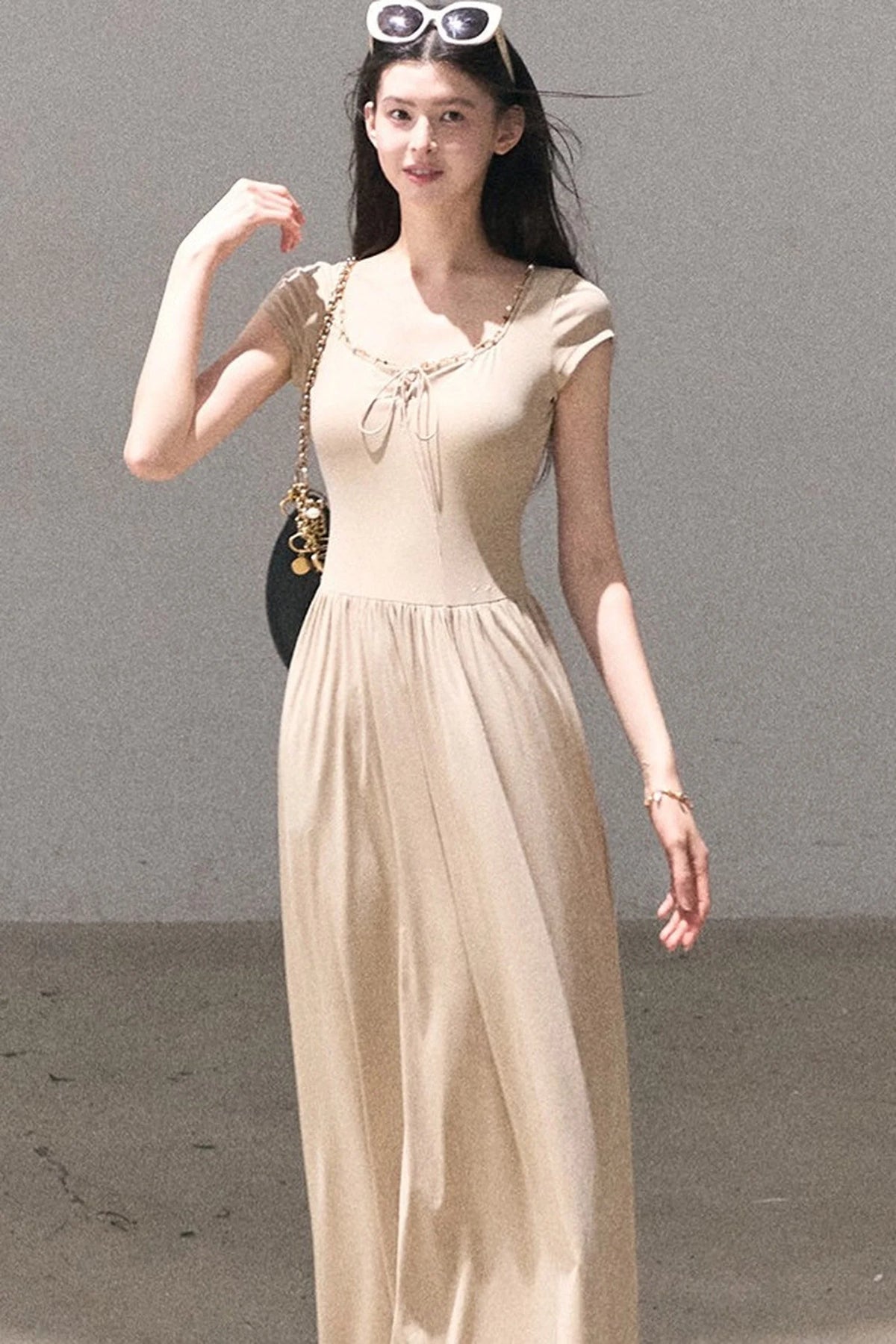Gold-Spattered Lyocell Knit Dress